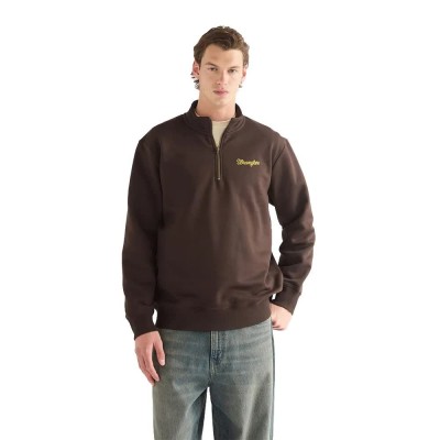 блуза,мъжки,пуловери,wrangler,half,zip,sweatshirt,brown,(chocolate,torte)