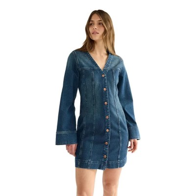 рокля,дамски,поли,и,рокли,wrangler,mod,long,sleeve,dress,blue,(saloon,shadow)