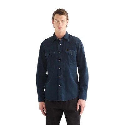 риза,с,дълъг,ръкав,дамски,ризи,мъжки,ризи,wrangler,western,long,sleeve,shirt,blue,(dark,sapphire)