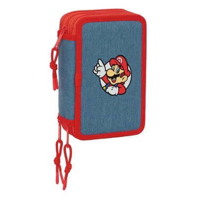ученически,принадлежности,safta,triple,super,mario,pencil,case,37,units,blue,(multicolor)