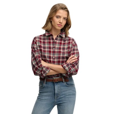 карирана,риза,дамски,ризи,мъжки,ризи,superdry,check,flannel,relaxed,long,sleeve,shirt,red,(bordeaux,red,check)