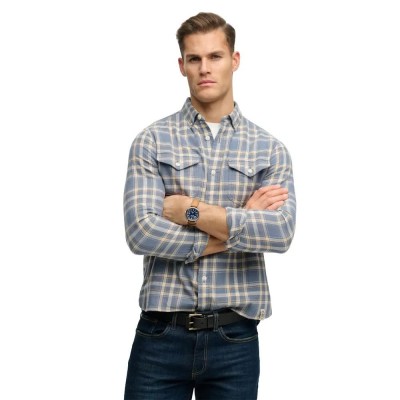 карирана,риза,дамски,ризи,мъжки,ризи,superdry,merchant,lite,check,long,sleeve,shirt,blue,(flint,blue,check)