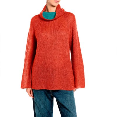 блуза,мъжки,пуловери,дамски,пуловери,replay,dk005x.000.723vm,high,neck,sweater,orange,(c09j,potter´s,clay,c09k,lake)