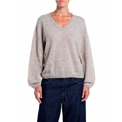 блуза,мъжки,пуловери,дамски,пуловери,replay,dk0099.000.723tq,v,neck,sweater,beige,(m82,beige,melange)