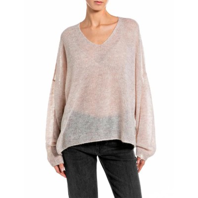 блуза,мъжки,пуловери,дамски,пуловери,replay,dk009b.000.724a3,v,neck,sweater,beige,(m92,light,beige,pink,melange)