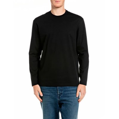 тениска,мъжки,тениски,дамски,тениски,replay,m13lm.000.7242mw,long,sleeve,t,shirt,black,(black)