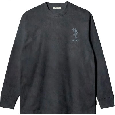тениска,мъжки,тениски,дамски,тениски,replay,m9634.000.00qmja,long,sleeve,t,shirt,black,(washed,black)
