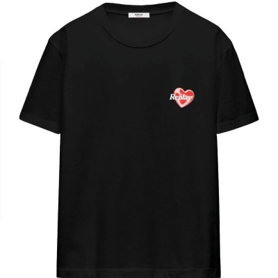 тениска,мъжки,тениски,дамски,тениски,replay,w0a5o.000.00qmj,t,shirt,black,(black)