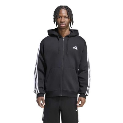 поларена,блуза,мъжки,пуловери,adidas,3,stripes,fleece,full,zip,sweatshirt,black,(black,white)