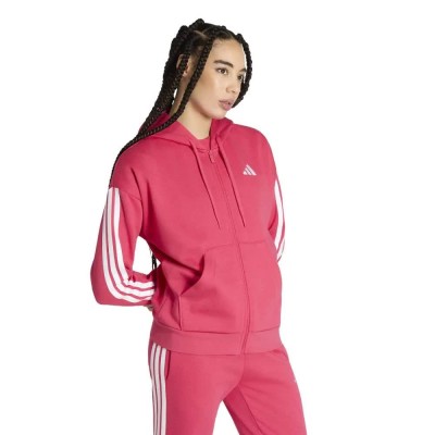 поларена,блуза,дамски,блузи,adidas,essentials,3,stripes,fleece,full,zip,sweatshirt,pink,(power,pink,white)