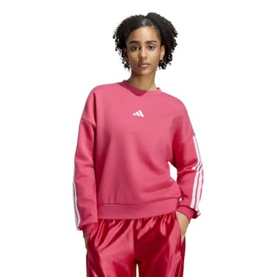 поларена,блуза,дамски,блузи,adidas,essentials,3,stripes,fleece,sweatshirt,pink,(power,pink,white)