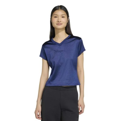 тениска,мъжки,тениски,дамски,тениски,adidas,seasonal,essentials,satin,short,sleeve,v,neck,t,shirt,blue,(dark,blue)