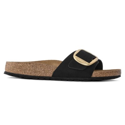 сандали,дамски,сандали,и,чехли,birkenstock,madrid,big,buckle,nubuk,leather,narrow,sandals,black,(black)