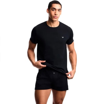 мъжко,бельо,emporio,armani,em000391,af25017,short,sleeve,base,layer,2,units,black,(grey,melange,black)