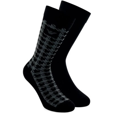 чорапи,мъжки,чорапи,дамски,чорапи,emporio,armani,em000543,af25459,crew,socks,2,pairs,black,(black,pied,de,poule)