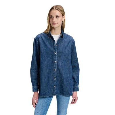 риза,с,дълъг,ръкав,дамски,ризи,мъжки,ризи,lee,boyfriends,denim,relaxed,fit,long,sleeve,shirt,blue,(brash,blue)