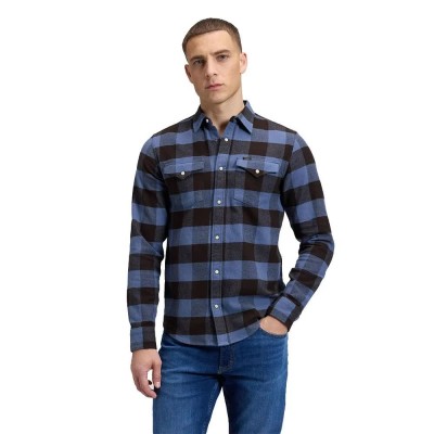 риза,с,дълъг,ръкав,дамски,ризи,мъжки,ризи,lee,clean,western,regular,fit,long,sleeve,shirt,blue,(chocolate,torte)
