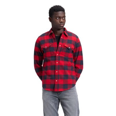 риза,с,дълъг,ръкав,дамски,ризи,мъжки,ризи,lee,clean,western,regular,fit,long,sleeve,shirt,red,(samba)