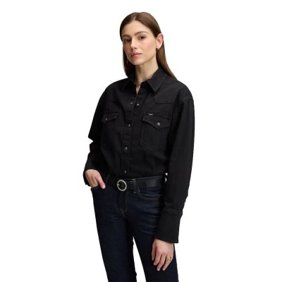 риза,с,дълъг,ръкав,дамски,ризи,мъжки,ризи,lee,essential,western,denim,relaxed,fit,long,sleeve,shirt,black,(dark,volume)