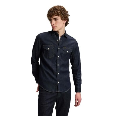 риза,с,дълъг,ръкав,дамски,ризи,мъжки,ризи,lee,western,denim,regular,fit,long,sleeve,shirt,black,(ocean,scene)