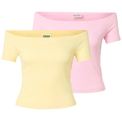 тениска,мъжки,тениски,дамски,тениски,urban,classics,organic,off,shoulder,short,sleeve,t,shirt,2,units,multicolor,(blushed,rose,pale,yellow)