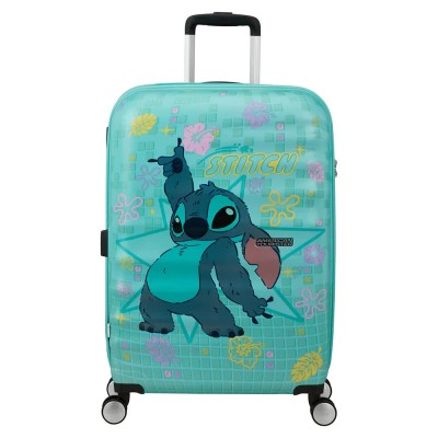 куфари,american,tourister,wavebreaker,disney,64l,trolley,bag,green,(stitch,flower)