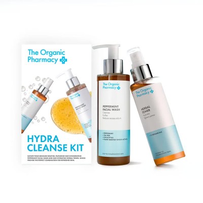козметика,за,почистване,the,organic,pharmacy,hydra,cleanse,kit,350,ml,cleaner,clear,(blue,white)