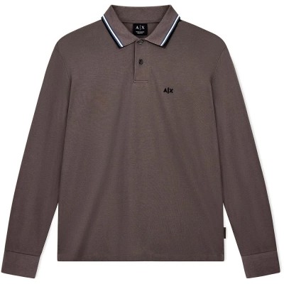 дамски,блузи,с,яка,мъжки,блузи,с,яка,armani,exchange,xm003427,af13026,long,sleeve,polo,brown,(falcon)