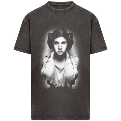 тениска,мъжки,тениски,дамски,тениски,merchcode,star,wars,princess,leia,picture,acid,wash,heavy,oversize,short,sleeve,t,shirt,black,(black)