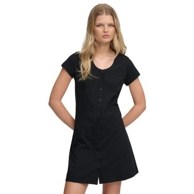 рокля,дамски,поли,и,рокли,superdry,button,thru,short,sleeve,short,dress,black,(black,dot)