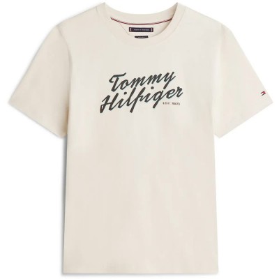 тениска,мъжки,тениски,дамски,тениски,tommy,hilfiger,summer,text,short,sleeve,t,shirt,beige,(muslin)