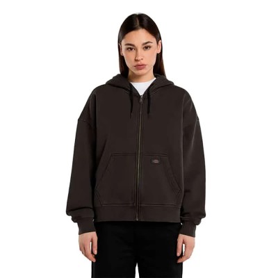 блуза,дамски,блузи,dickies,sutcliffe,cropped,full,zip,sweatshirt,brown,(black)