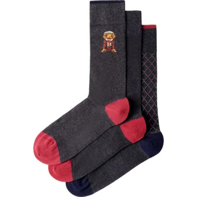 чорапи,мъжки,чорапи,дамски,чорапи,hackett,hmu300081,socks,3,pairs,black,(charcoal,grey)