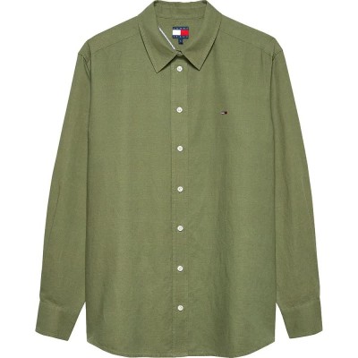 риза,с,дълъг,ръкав,дамски,ризи,мъжки,ризи,tommy,jeans,dw0dw22209,linen,long,sleeve,shirt,green,(bay,leaf)