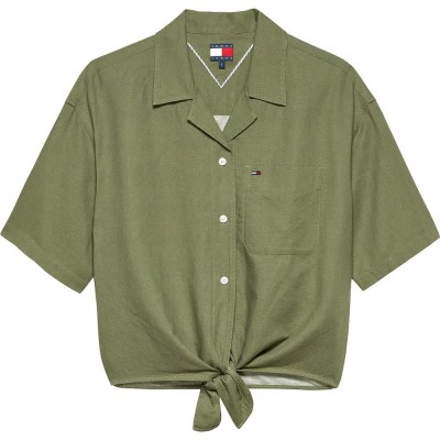 риза,с,къс,ръкав,дамски,ризи,мъжки,ризи,tommy,jeans,dw0dw22210,linen,short,sleeve,shirt,green,(bay,leaf)