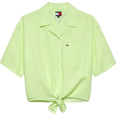 риза,с,къс,ръкав,дамски,ризи,мъжки,ризи,tommy,jeans,dw0dw22210,linen,short,sleeve,shirt,green,(faded,lime,stripe)