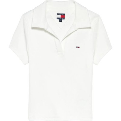 дънки,дамски,блузи,с,яка,мъжки,блузи,с,яка,tommy,jeans,dw0dw22326,short,sleeve,polo,white,(ecru)