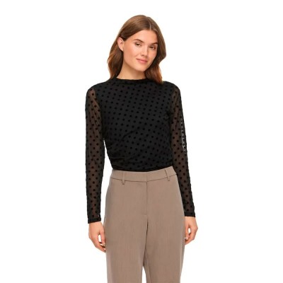 тениска,мъжки,тениски,дамски,тениски,vila,rikke,long,sleeve,t,shirt,black,(black,beauty,aop,flock,dot)