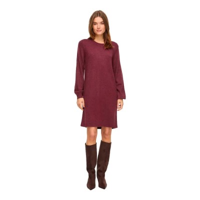 рокля,дамски,поли,и,рокли,vila,ril,long,sleeve,short,dress,red,purple,(port,royale,detail,dark,melange)