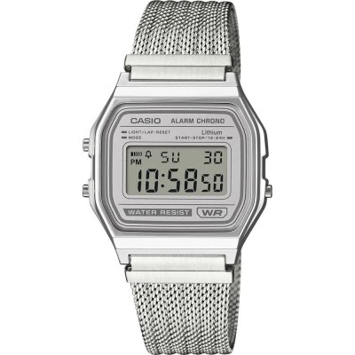 часовник,часовници,casio,a158,33.2mm,3atm,quartz,digital,watch,silver,(silver,silver,mirror,resin)
