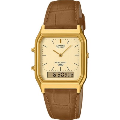 часовник,часовници,casio,aq,230,30.0mm,3atm,quartz,analog,digital,woman,watch,golden,(brown,gold,resin)