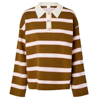 блуза,мъжки,пуловери,дамски,пуловери,yas,isabell,sweater,brown,(fir,green,stripes)