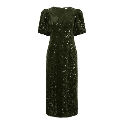 рокля,дамски,поли,и,рокли,yas,sofie,short,sleeve,midi,dress,green,(chive)
