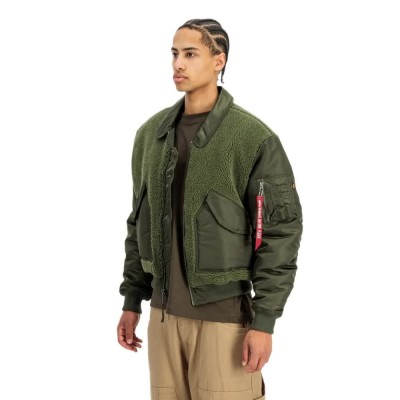 яке,мъжки,якета,дамски,якета,и,палта,alpha,industries,cwu,45,p,teddy,mod,bomber,jacket,green,(dark,olive)