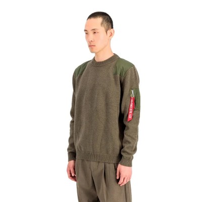 блуза,мъжки,пуловери,дамски,пуловери,alpha,industries,knitted,utility,sweater,green,(mud,olive)