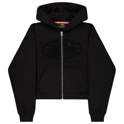 блуза,дамски,блузи,alpha,industries,rhinestone,world,full,zip,sweatshirt,black,(black)