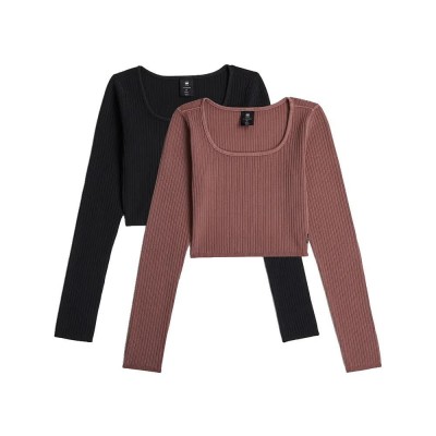 тениска,мъжки,тениски,дамски,тениски,g,star,d30940,01,long,sleeve,t,shirt,2,units,black,pink,(dark,black,twilight,mauve)