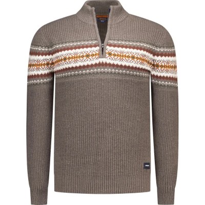блуза,мъжки,пуловери,дамски,пуловери,nza,new,zealand,26kn405,half,zip,sweater,brown,(grey,brown,melange)