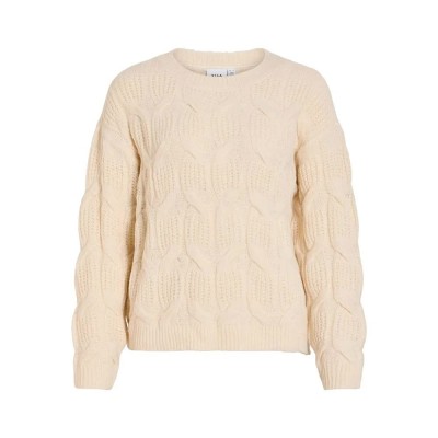 блуза,мъжки,пуловери,дамски,пуловери,vila,toko,sweater,beige,(birch,detail,melange)