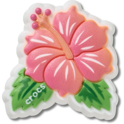 обувни,аксесоари,jibbitz,blue,tropical,hibiscus,charm,pink